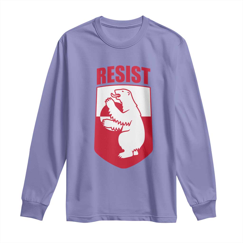 Greenland Resist Long Sleeve Shirt Stand With Greenlanders TS12 Violet Print Your Wear