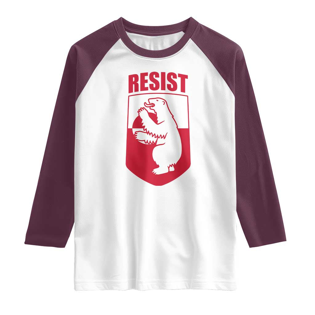 Greenland Resist Raglan Shirt Stand With Greenlanders TS12 White Maroon Print Your Wear