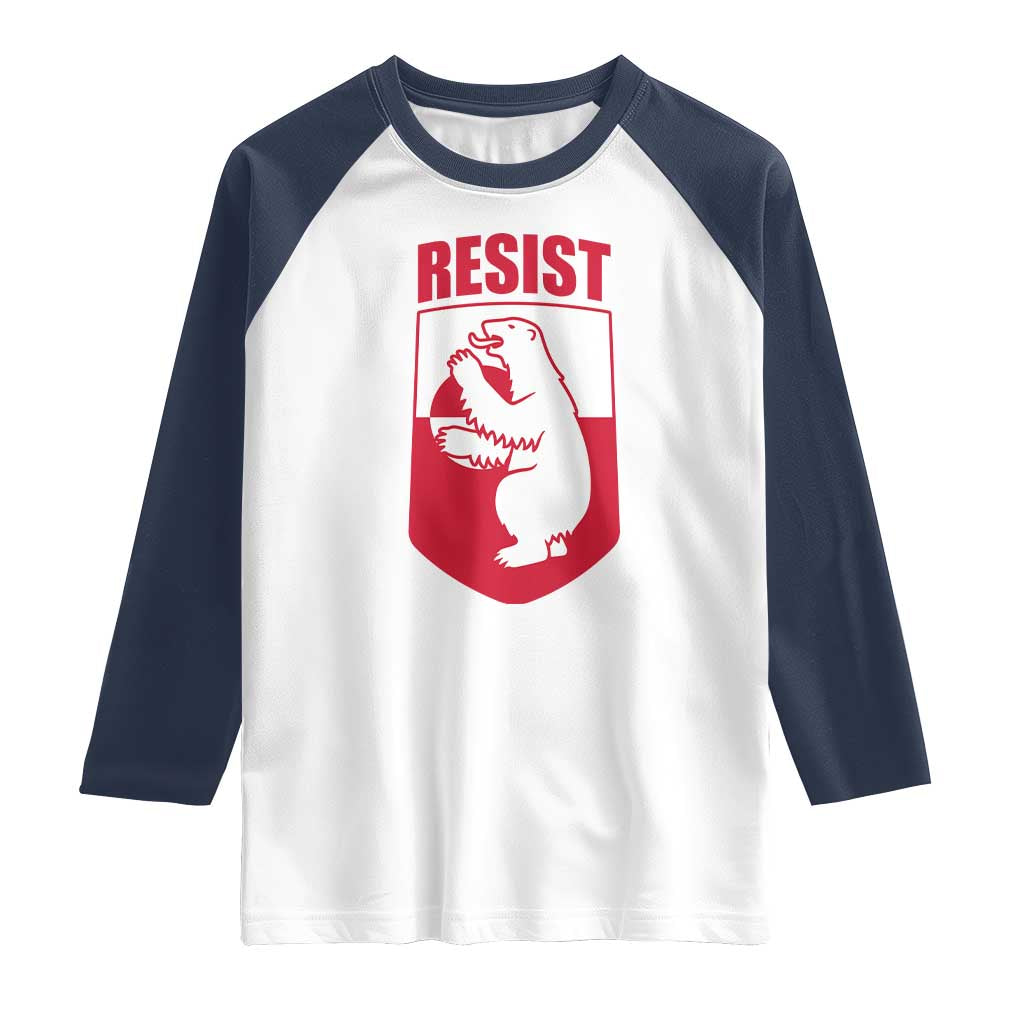 Greenland Resist Raglan Shirt Stand With Greenlanders TS12 White Navy Print Your Wear