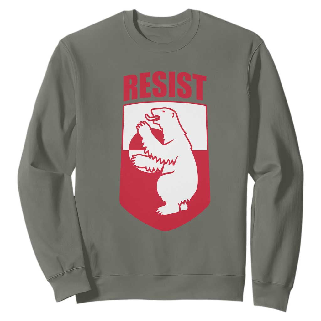 Greenland Resist Sweatshirt Stand With Greenlanders TS12 Military Green Print Your Wear