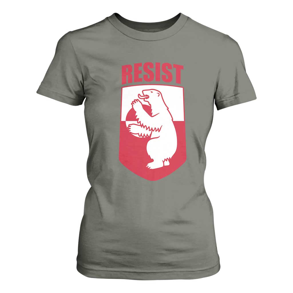 Greenland Resist T Shirt For Women Stand With Greenlanders TS12 Military Green Print Your Wear