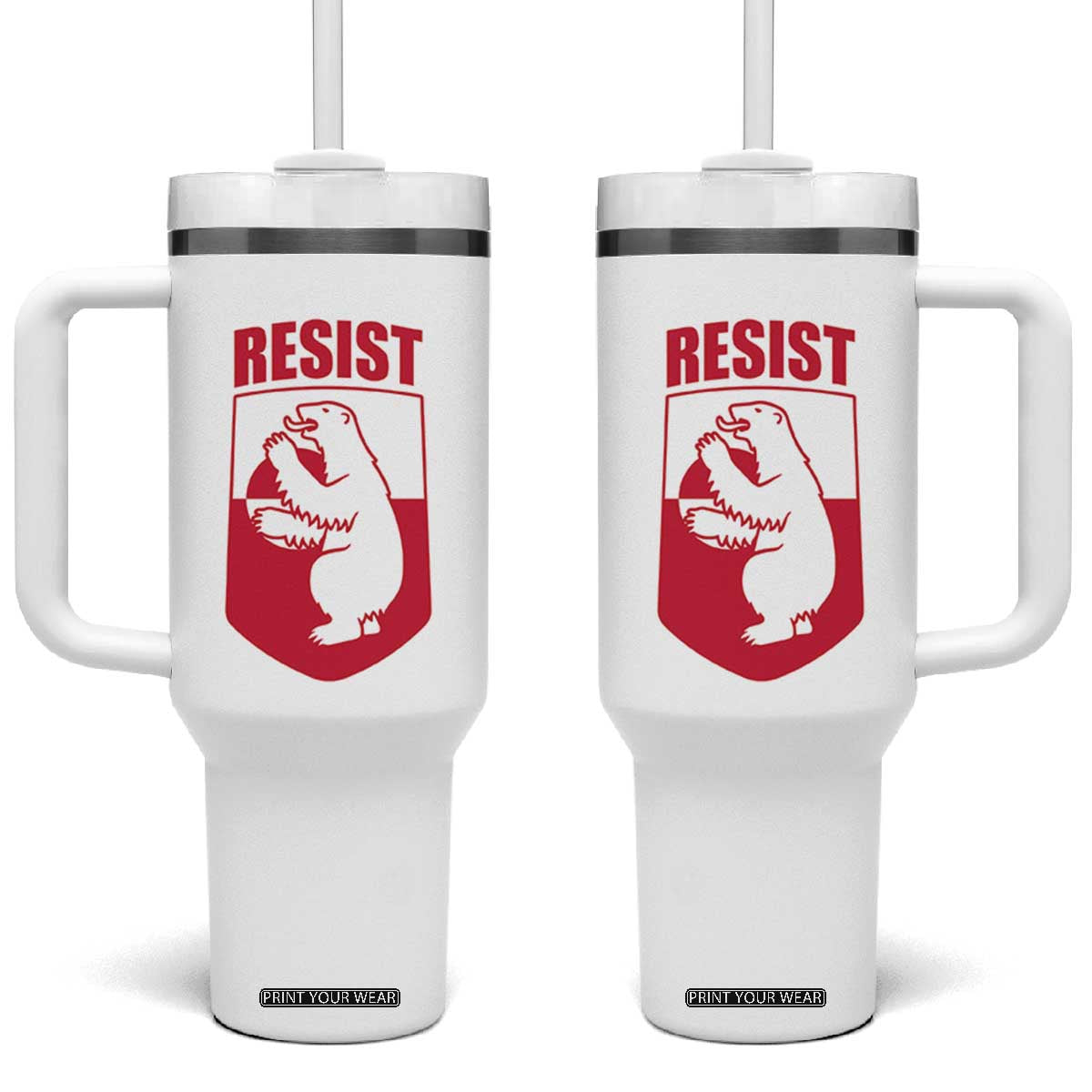 Greenland Resist Tumbler With Handle Stand With Greenlanders TS12 One Size: 40 oz White Print Your Wear