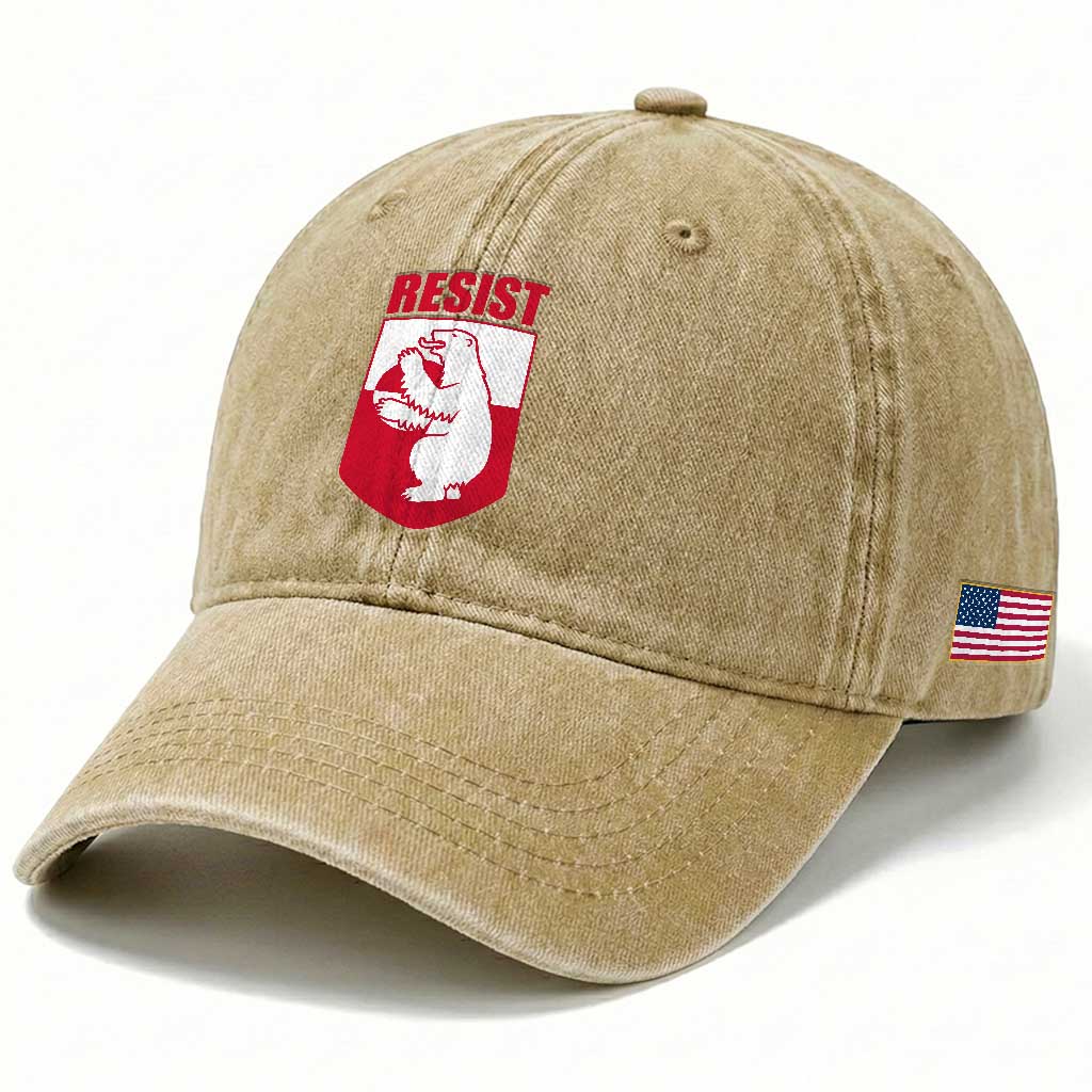 Greenland Resist Washed Cotton Baseball Cap Stand With Greenlanders TS12 Print Your Wear