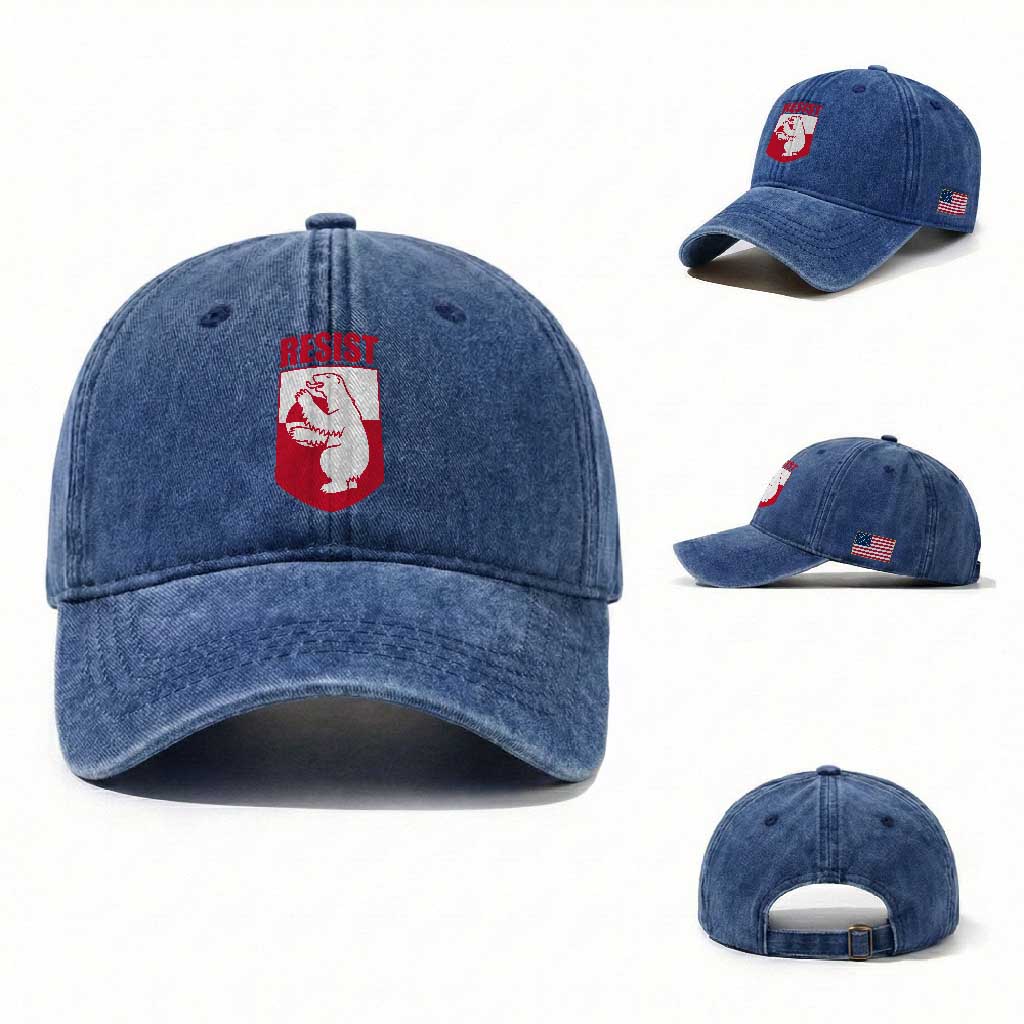 Greenland Resist Washed Cotton Baseball Cap Stand With Greenlanders TS12 Washed Cap Universal Fit Royal Blue Print Your Wear