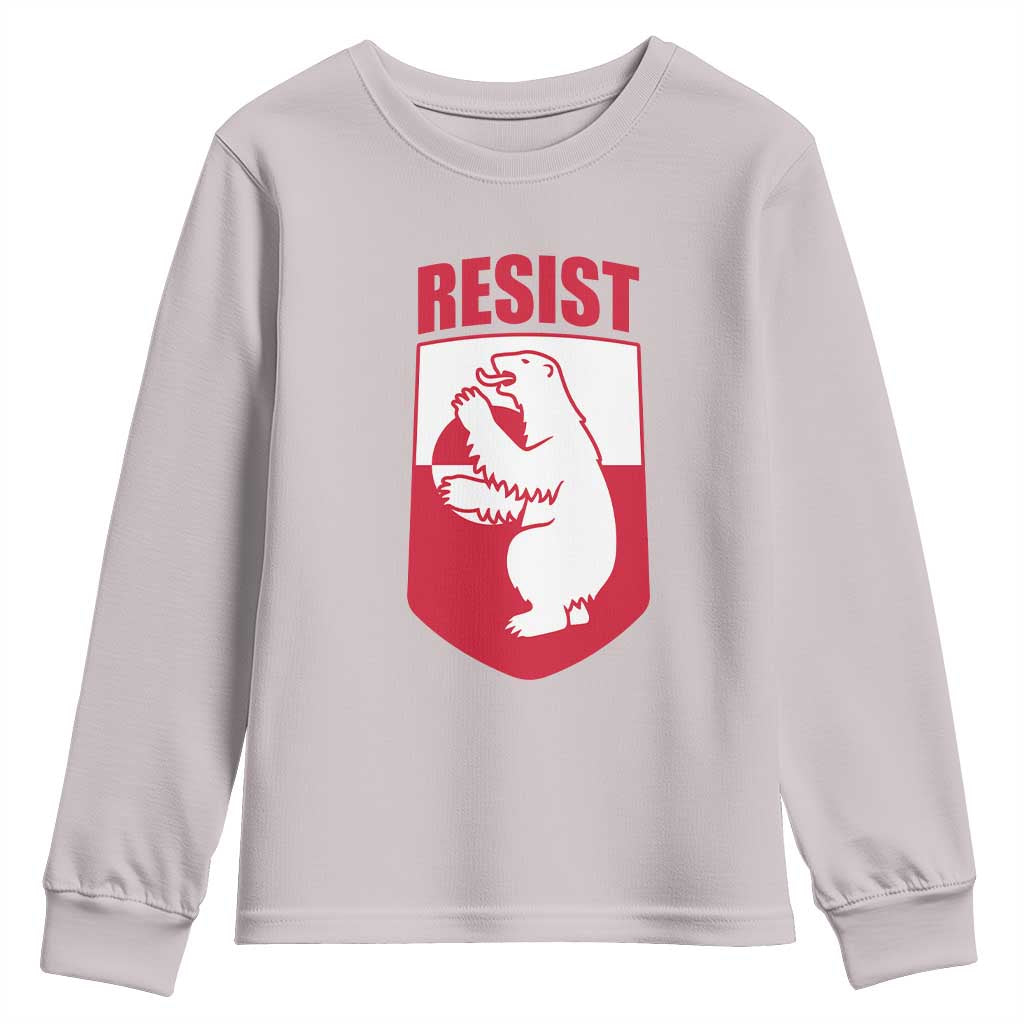 Greenland Resist Youth Sweatshirt Stand With Greenlanders TS12 Ice Gray Print Your Wear