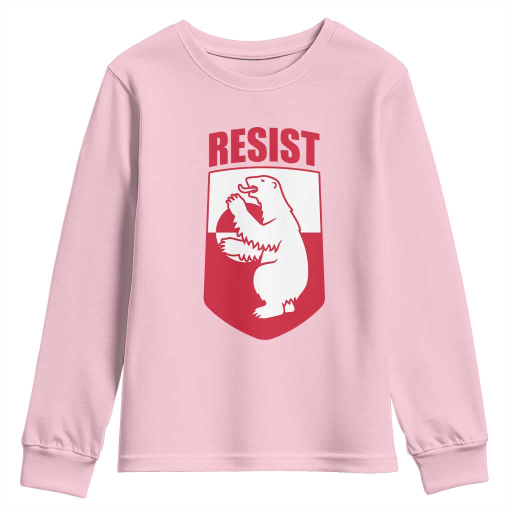Greenland Resist Youth Sweatshirt Stand With Greenlanders TS12 Light Pink Print Your Wear
