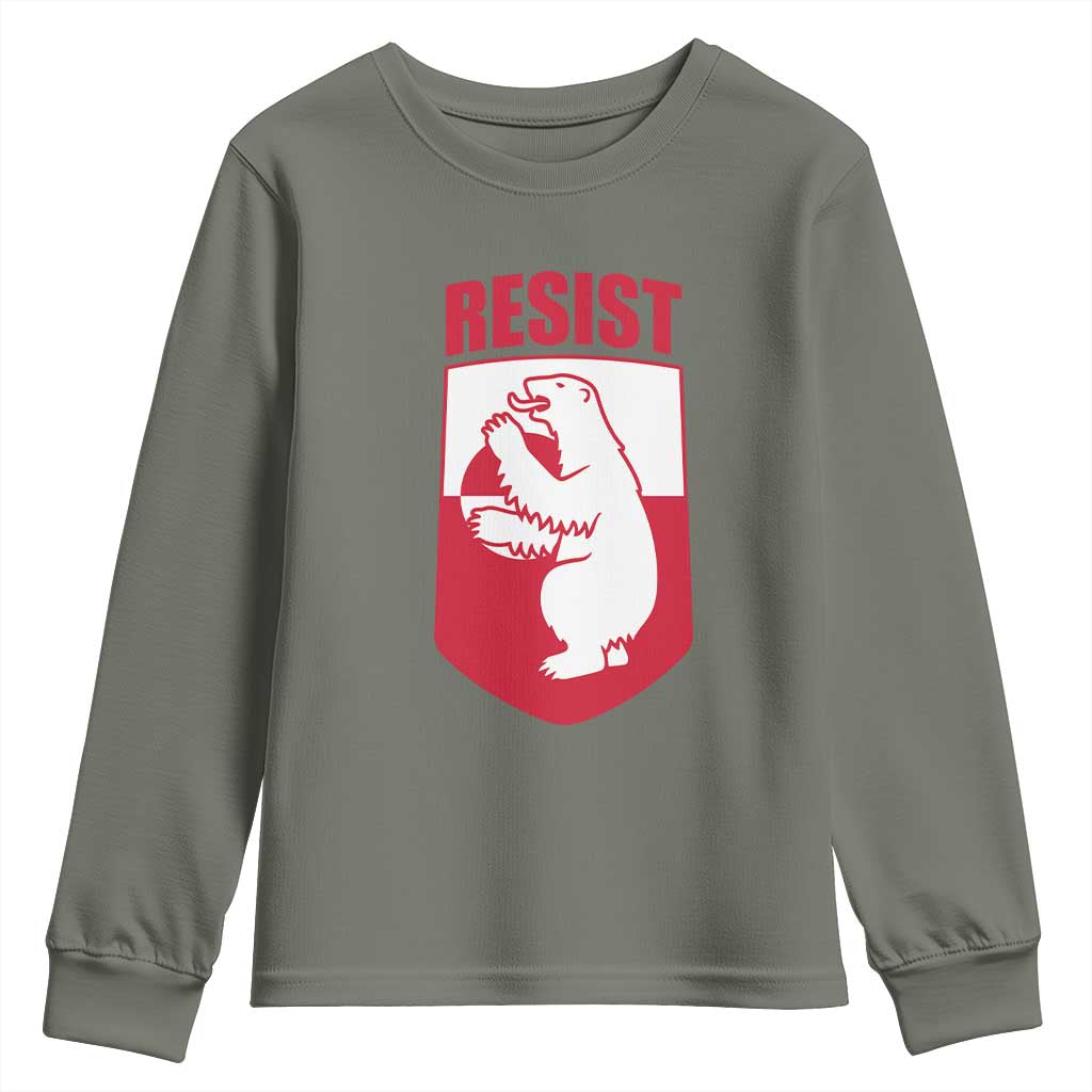 Greenland Resist Youth Sweatshirt Stand With Greenlanders TS12 Military Green Print Your Wear