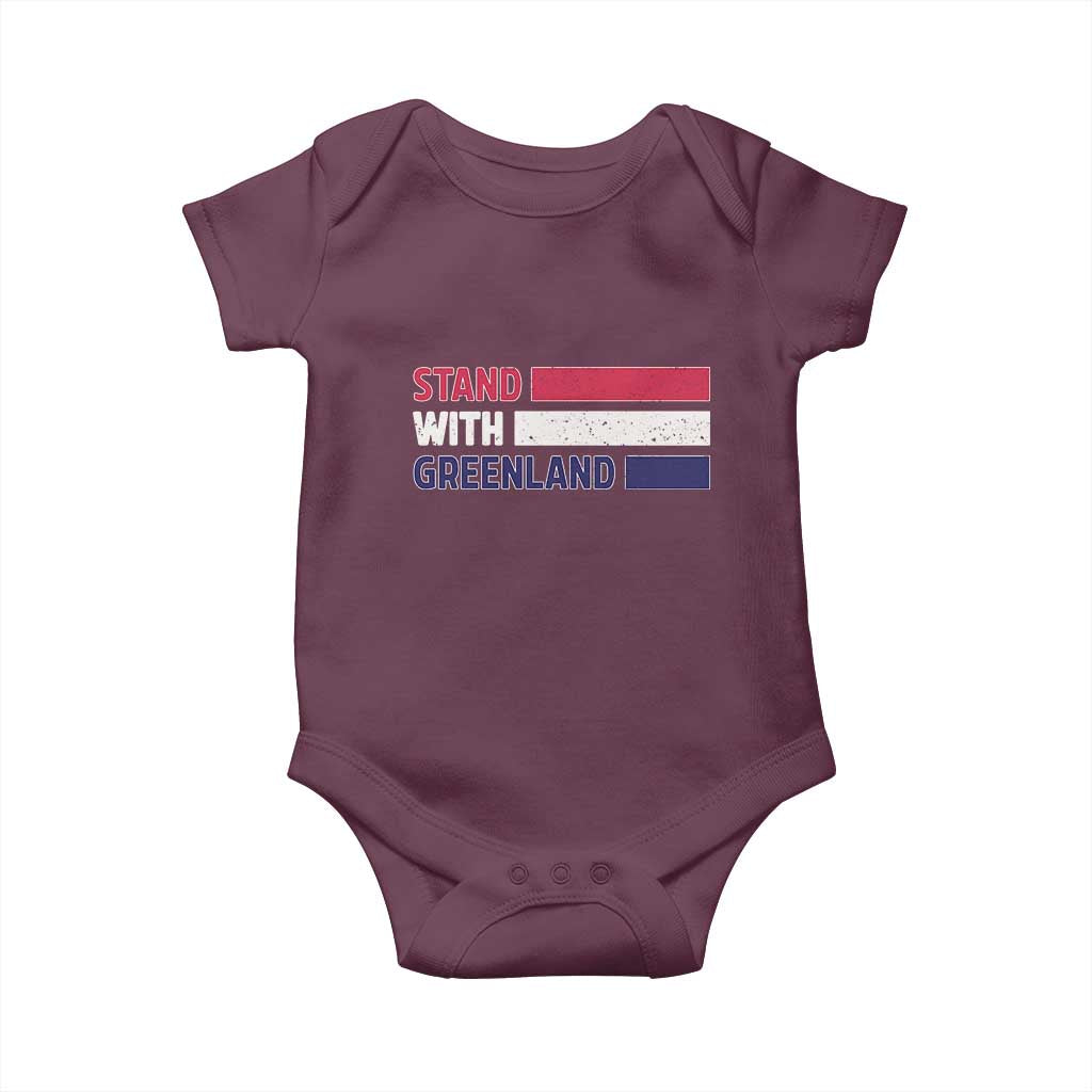 Vintage Retro Stand With Greenland Baby Onesie Support Greenlander Gift TS12 Maroon Print Your Wear