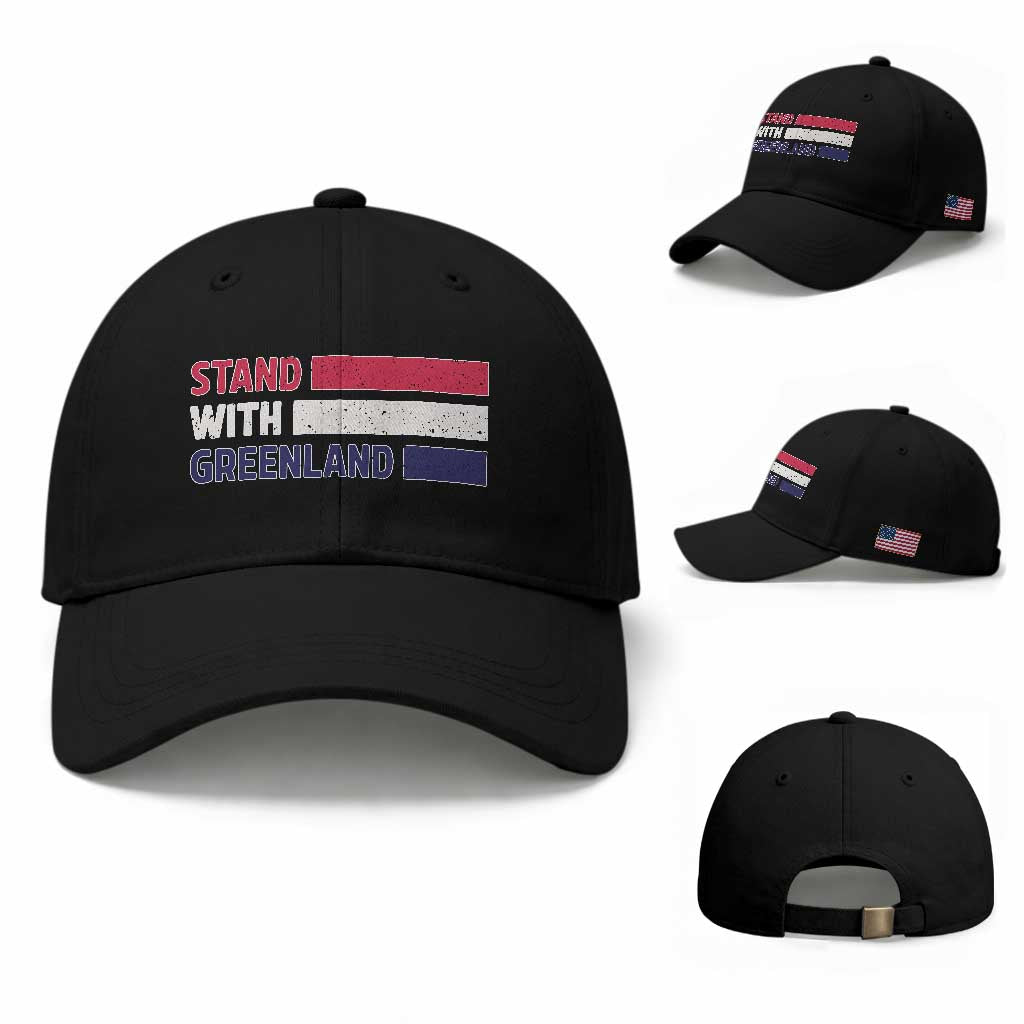 Vintage Retro Stand With Greenland Baseball Cap Support Greenlander Gift TS12 Baseball Cap Universal Fit Black Print Your Wear