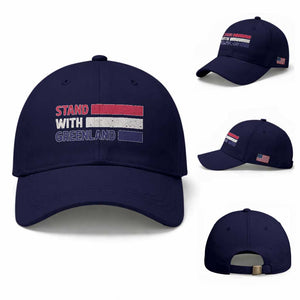 Vintage Retro Stand With Greenland Baseball Cap Support Greenlander Gift TS12 Baseball Cap Universal Fit Dark Blue Print Your Wear