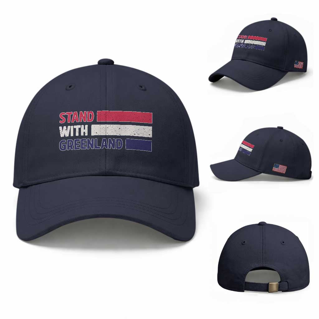 Vintage Retro Stand With Greenland Baseball Cap Support Greenlander Gift TS12 Baseball Cap Universal Fit Navy Print Your Wear