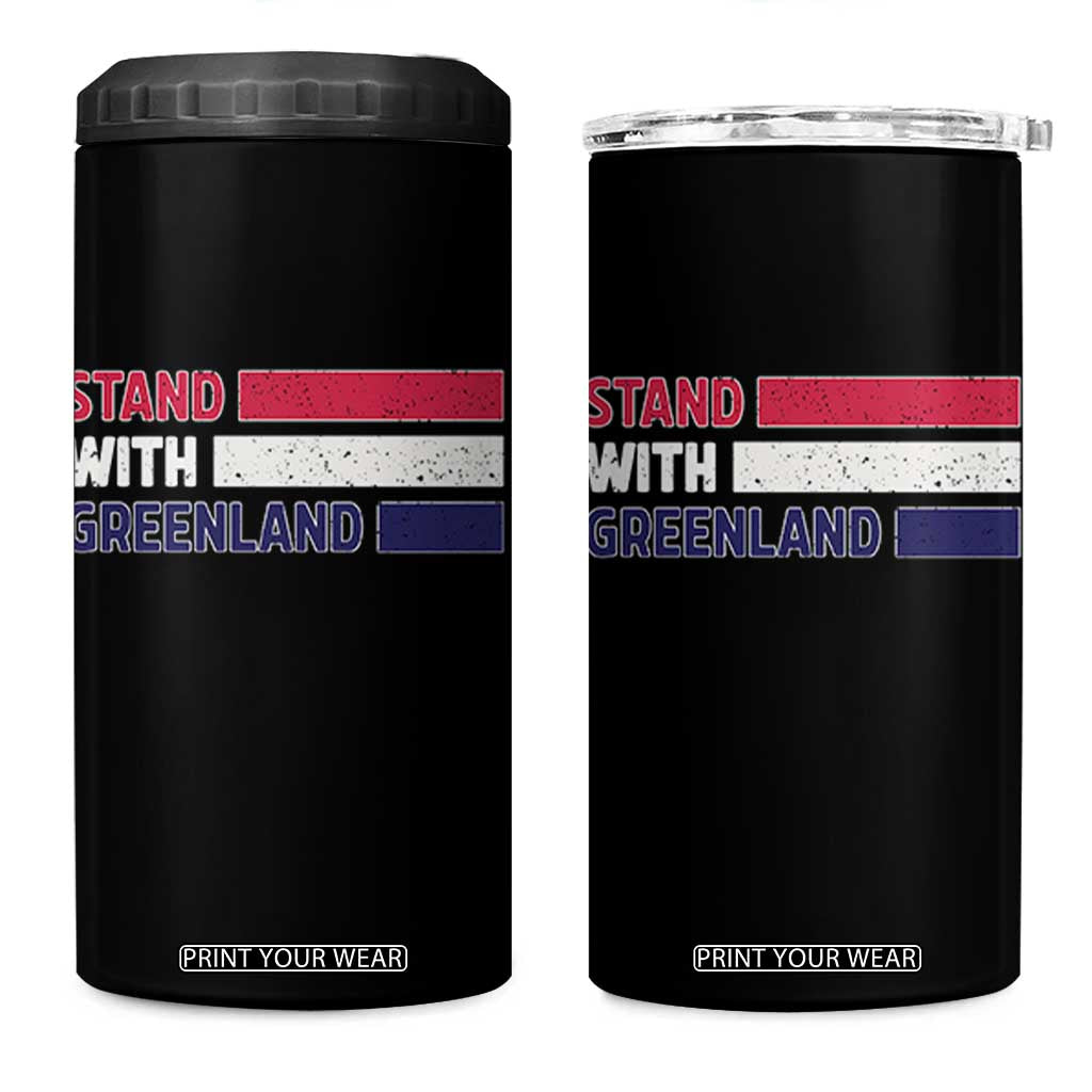 Vintage Retro Stand With Greenland 4 in 1 Can Cooler Tumbler Support Greenlander Gift TS12 One Size: 16 oz Black Print Your Wear