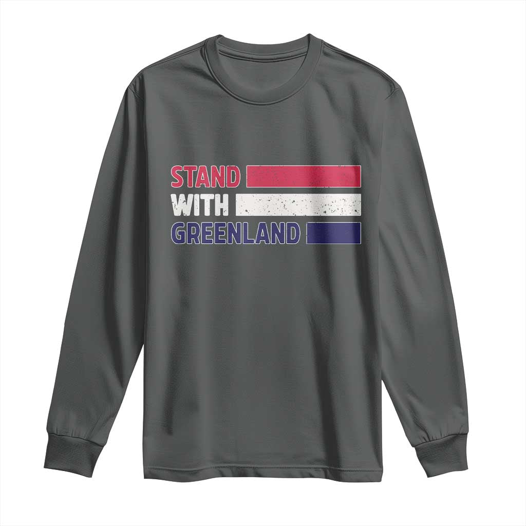 Vintage Retro Stand With Greenland Long Sleeve Shirt Support Greenlander Gift TS12 Dark Heather Print Your Wear
