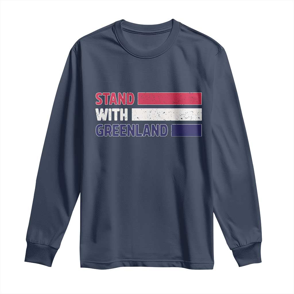 Vintage Retro Stand With Greenland Long Sleeve Shirt Support Greenlander Gift TS12 Navy Print Your Wear