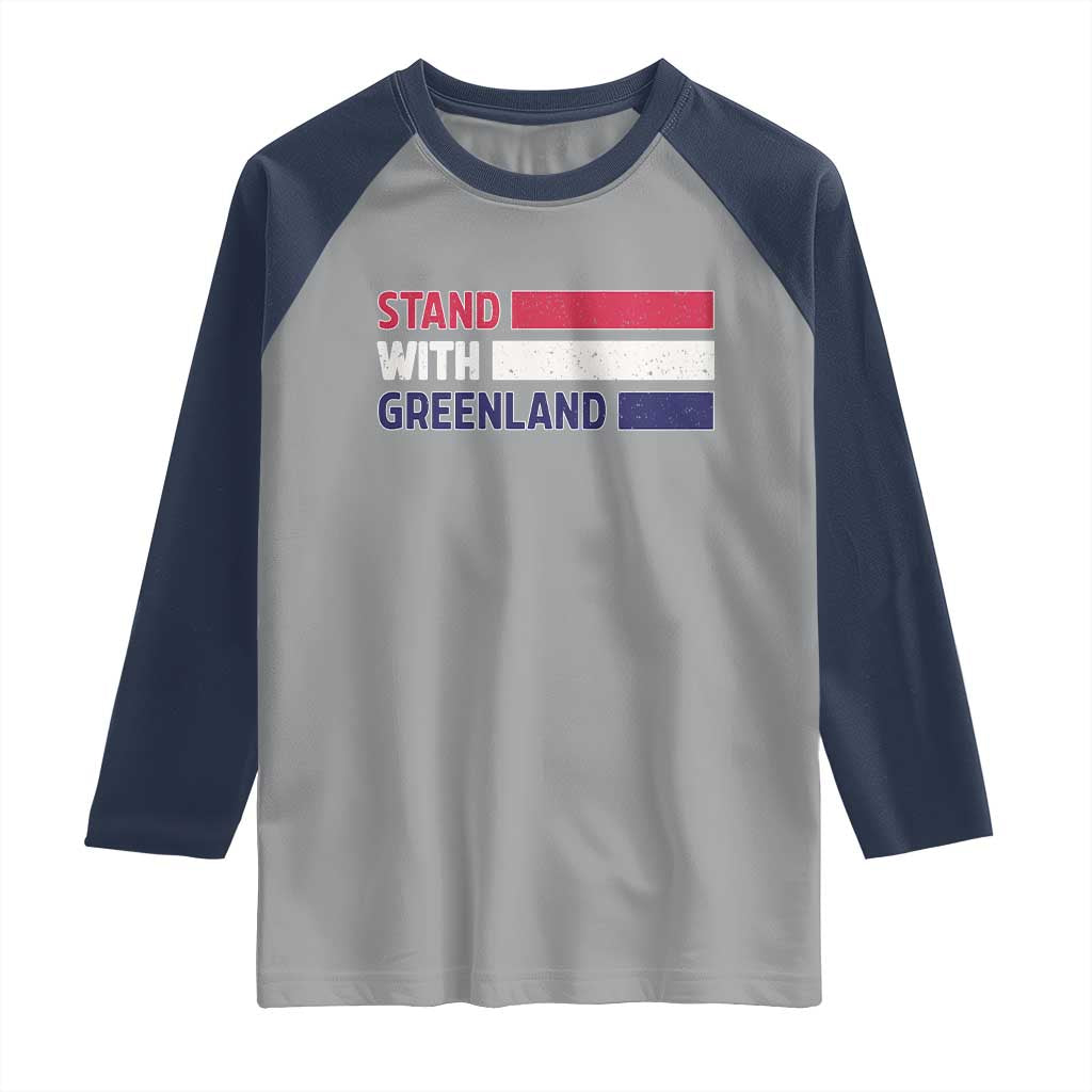 Vintage Retro Stand With Greenland Raglan Shirt Support Greenlander Gift TS12 Sport Gray Navy Print Your Wear