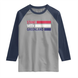 Vintage Retro Stand With Greenland Raglan Shirt Support Greenlander Gift TS12 Sport Gray Navy Print Your Wear