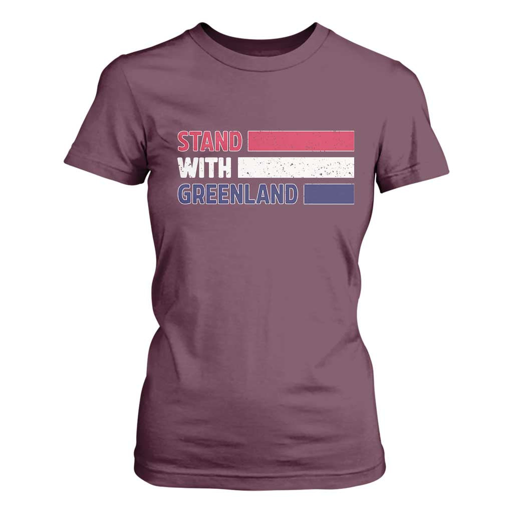 Vintage Retro Stand With Greenland T Shirt For Women Support Greenlander Gift TS12 Maroon Print Your Wear