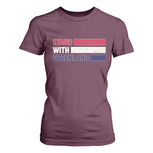 Vintage Retro Stand With Greenland T Shirt For Women Support Greenlander Gift TS12 Maroon Print Your Wear