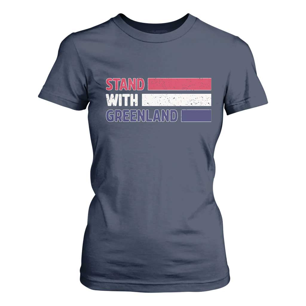 Vintage Retro Stand With Greenland T Shirt For Women Support Greenlander Gift TS12 Navy Print Your Wear
