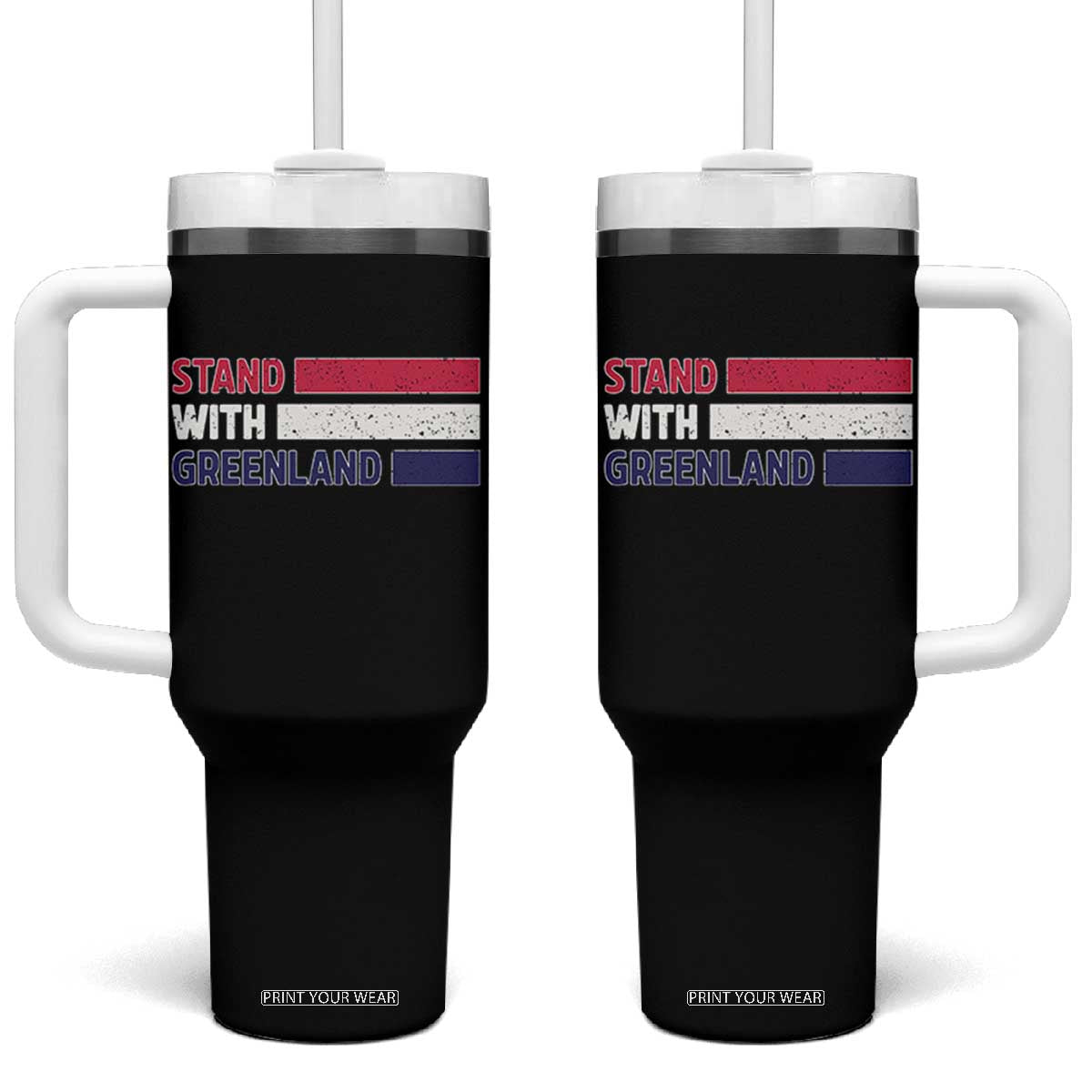 Vintage Retro Stand With Greenland Tumbler With Handle Support Greenlander Gift TS12 One Size: 40 oz Black Print Your Wear