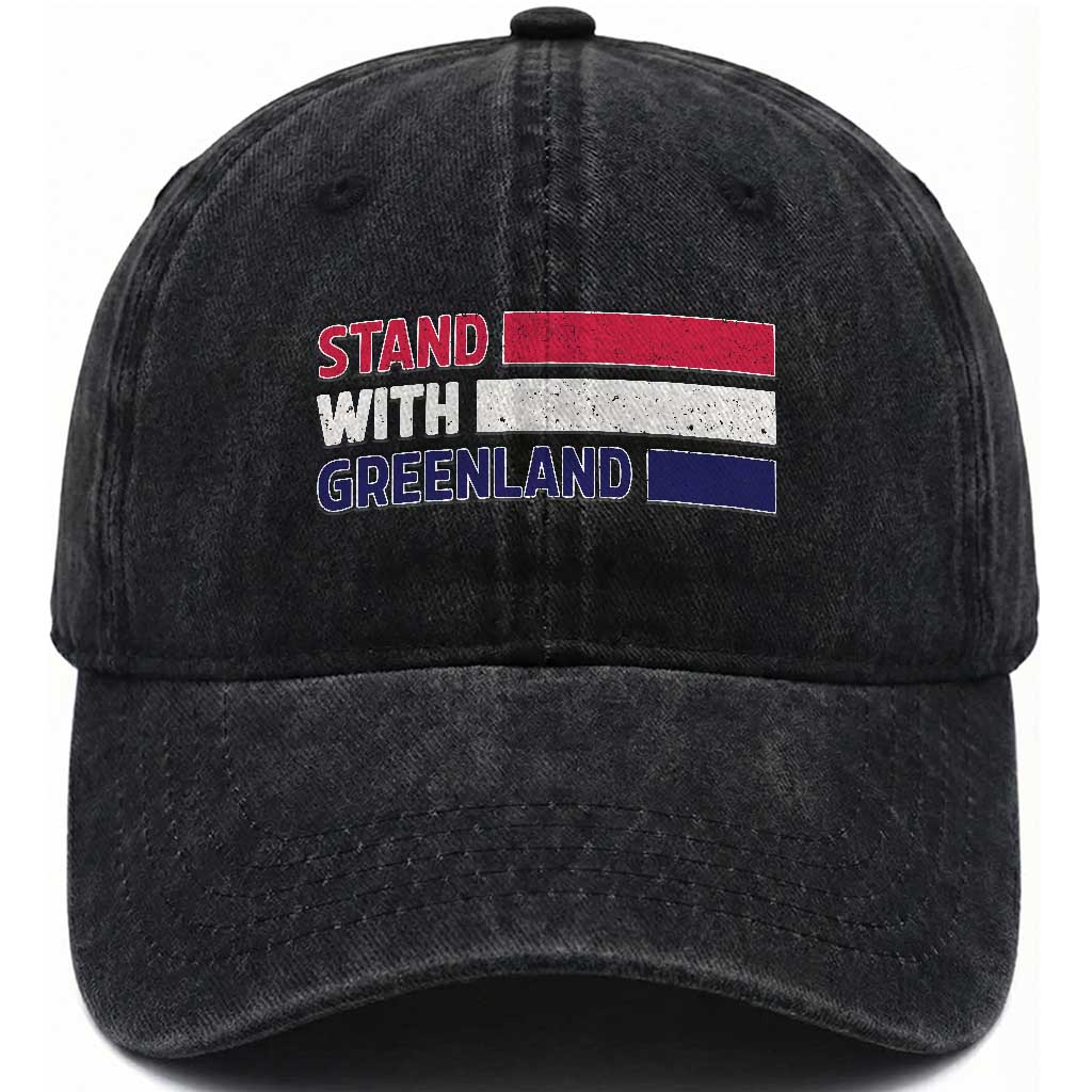 Vintage Retro Stand With Greenland Washed Cotton Baseball Cap Support Greenlander Gift TS12 Print Your Wear