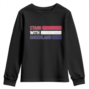 Vintage Retro Stand With Greenland Youth Sweatshirt Support Greenlander Gift TS12 Black Print Your Wear