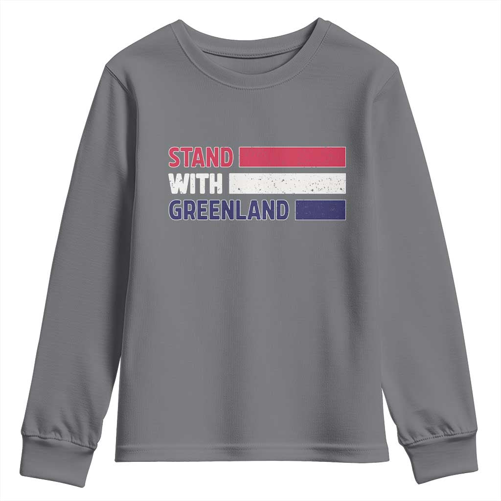 Vintage Retro Stand With Greenland Youth Sweatshirt Support Greenlander Gift TS12 Charcoal Print Your Wear