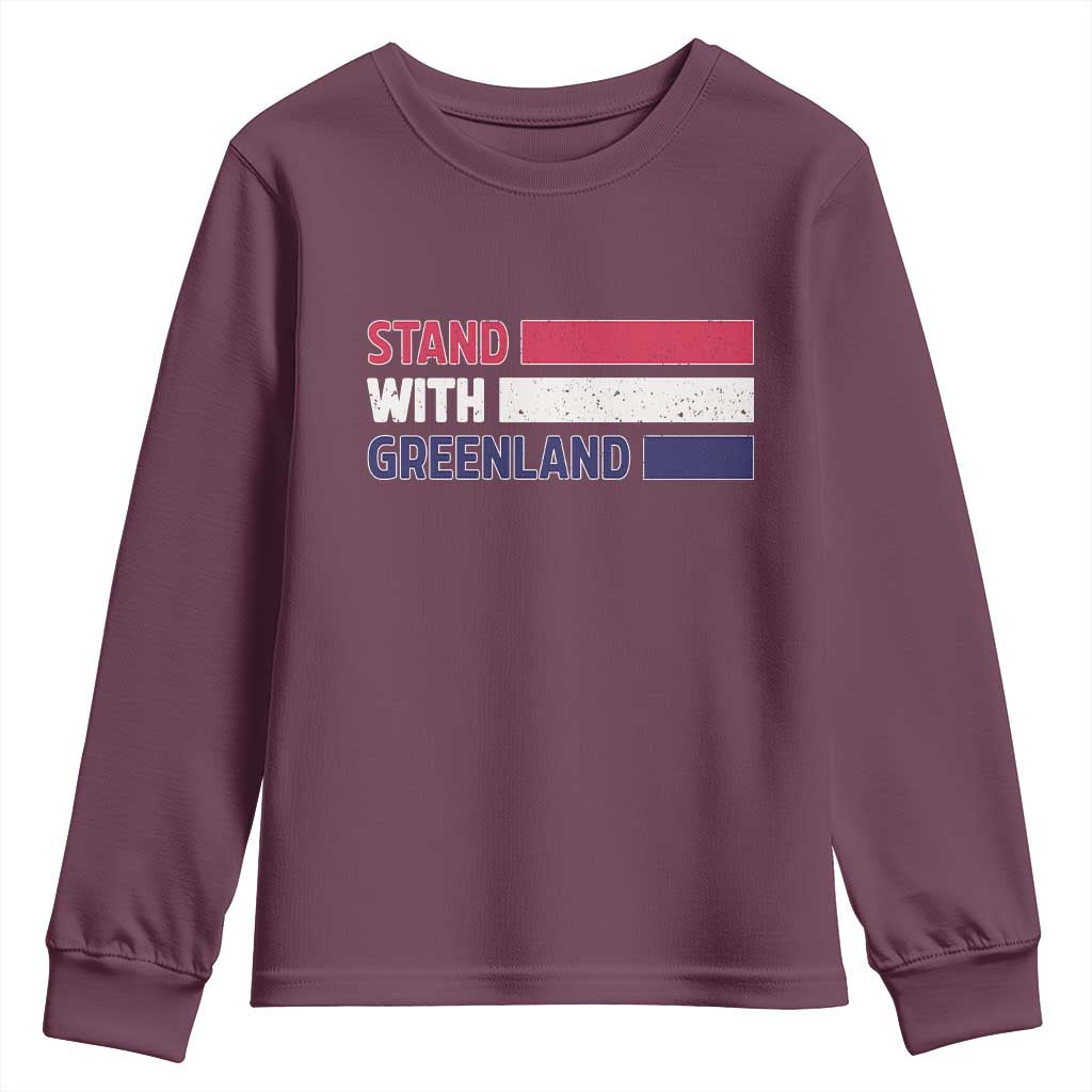 Vintage Retro Stand With Greenland Youth Sweatshirt Support Greenlander Gift TS12 Maroon Print Your Wear