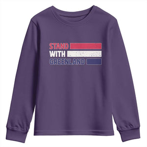 Vintage Retro Stand With Greenland Youth Sweatshirt Support Greenlander Gift TS12 Purple Print Your Wear