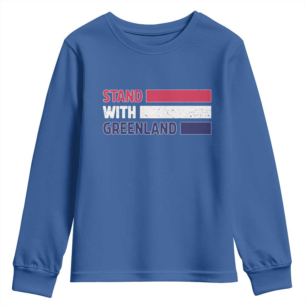 Vintage Retro Stand With Greenland Youth Sweatshirt Support Greenlander Gift TS12 Royal Blue Print Your Wear