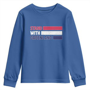 Vintage Retro Stand With Greenland Youth Sweatshirt Support Greenlander Gift TS12 Royal Blue Print Your Wear