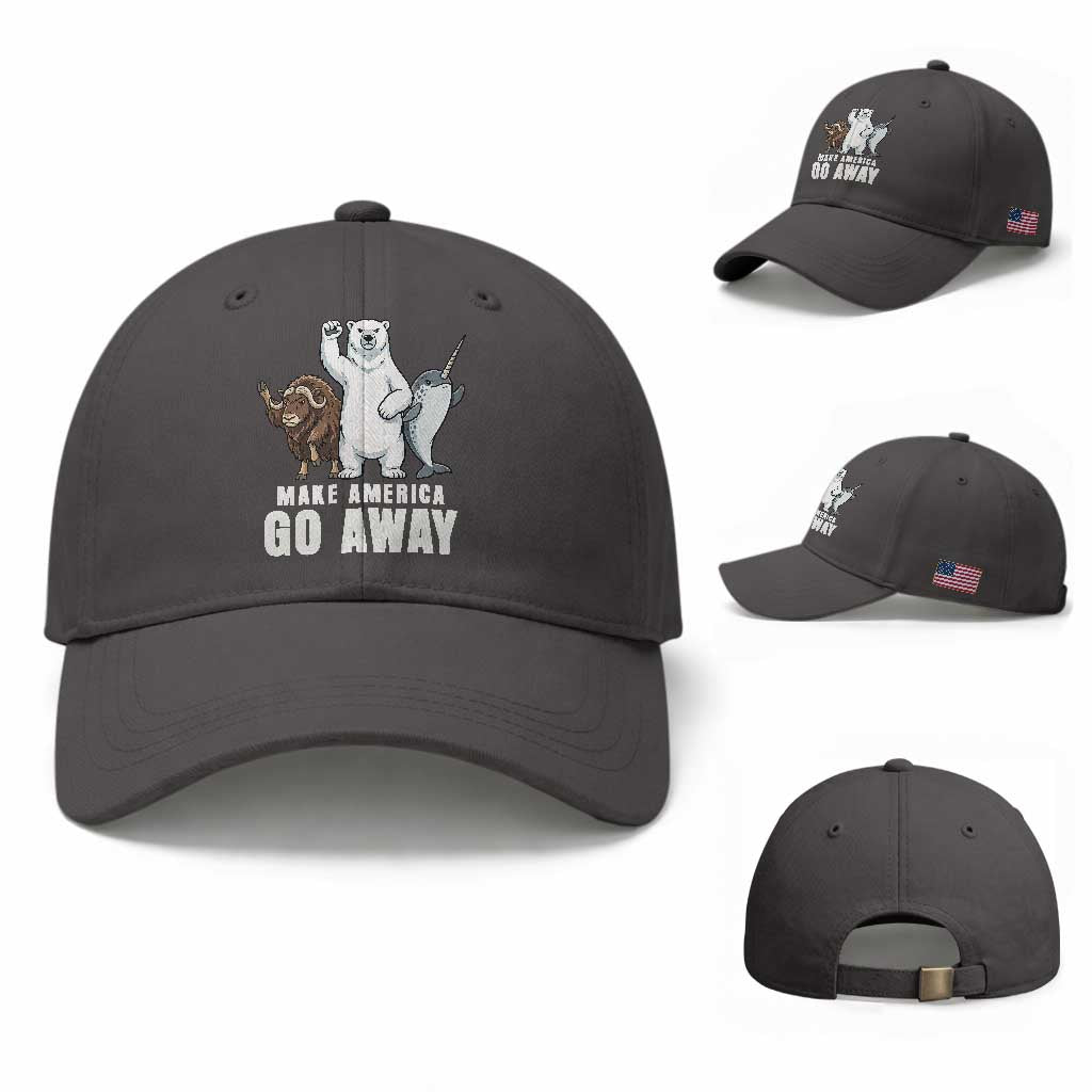 Funny Make America Go Away Baseball Cap Anti Authoritarian Political Gag Gift TS12 Baseball Cap Universal Fit Dark Gray Print Your Wear
