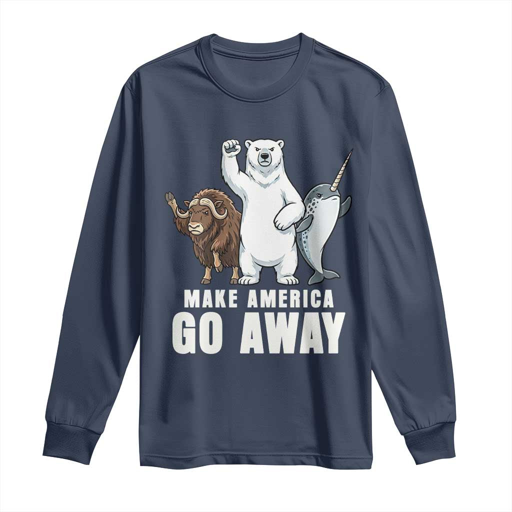 Funny Make America Go Away Long Sleeve Shirt Anti Authoritarian Political Gag Gift TS12 Navy Print Your Wear