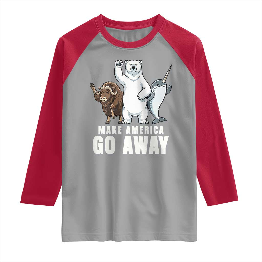 Funny Make America Go Away Raglan Shirt Anti Authoritarian Political Gag Gift TS12 Sport Gray Red Print Your Wear