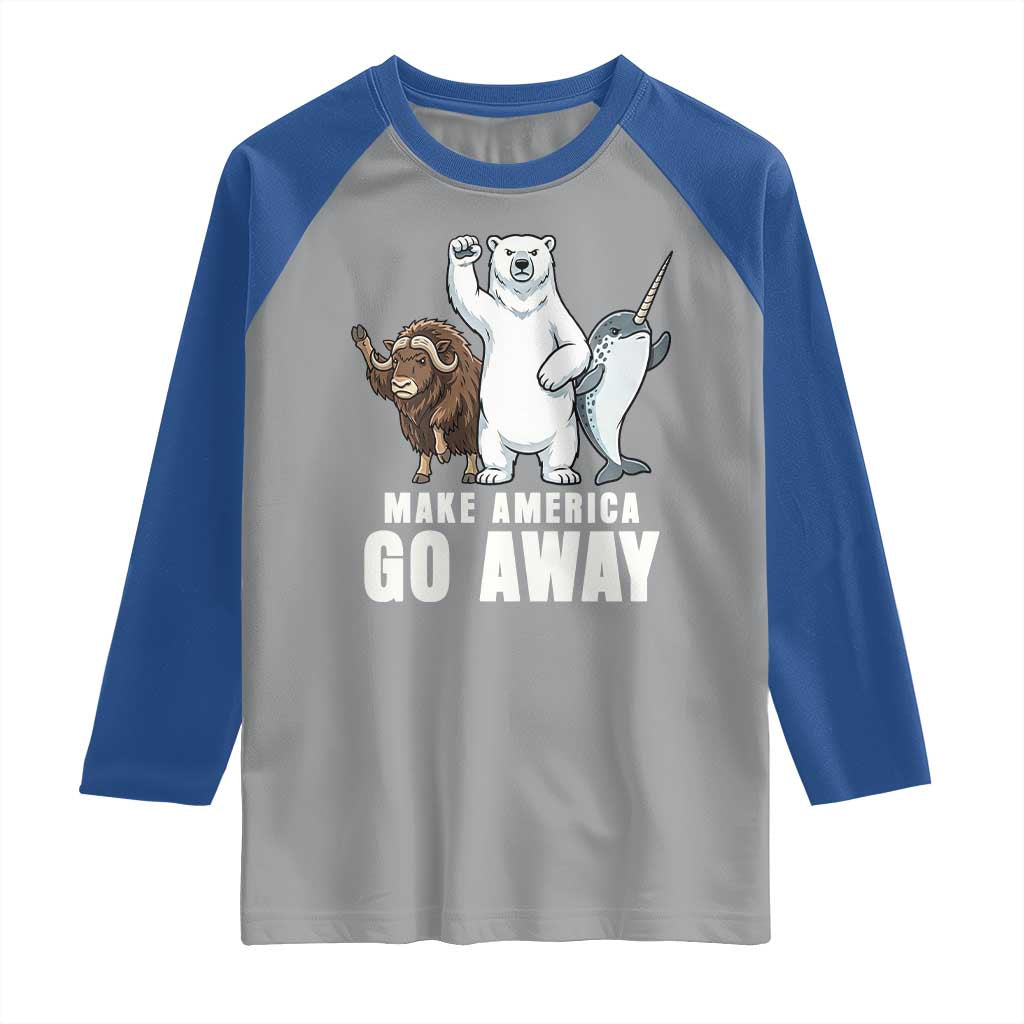 Funny Make America Go Away Raglan Shirt Anti Authoritarian Political Gag Gift TS12 Sport Gray Royal Print Your Wear