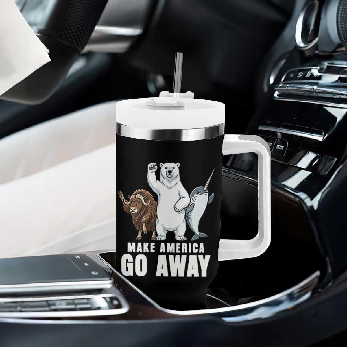 Funny Make America Go Away Tumbler With Handle Anti Authoritarian Political Gag Gift TS12 Print Your Wear