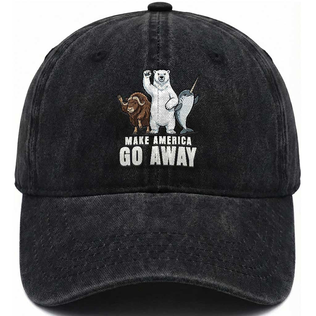 Funny Make America Go Away Washed Cotton Baseball Cap Anti Authoritarian Political Gag Gift TS12 Print Your Wear