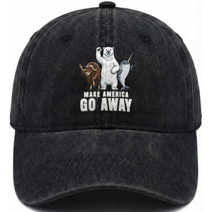 Funny Make America Go Away Washed Cotton Baseball Cap Anti Authoritarian Political Gag Gift TS12 Print Your Wear