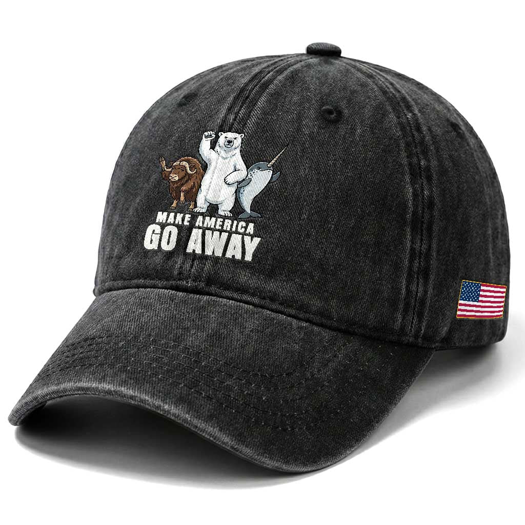 Funny Make America Go Away Washed Cotton Baseball Cap Anti Authoritarian Political Gag Gift TS12 Print Your Wear