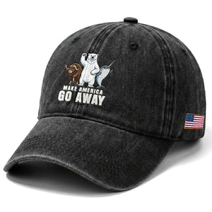 Funny Make America Go Away Washed Cotton Baseball Cap Anti Authoritarian Political Gag Gift TS12 Print Your Wear