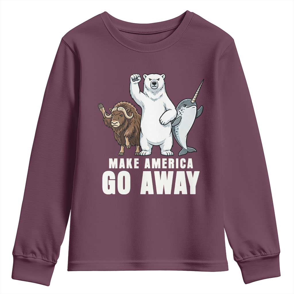 Funny Make America Go Away Youth Sweatshirt Anti Authoritarian Political Gag Gift TS12 Maroon Print Your Wear