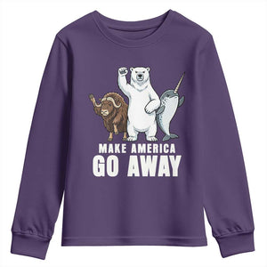 Funny Make America Go Away Youth Sweatshirt Anti Authoritarian Political Gag Gift TS12 Purple Print Your Wear