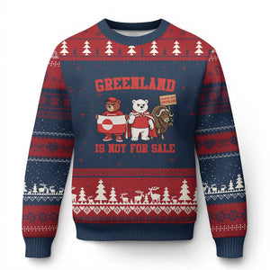 Greenland Is Not For Sale Ugly Christmas Sweater Greenland Lover Support TS12 Navy Red Print Your Wear