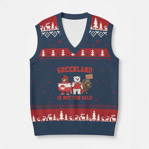 Greenland Is Not For Sale V-Neck Knit Sweater Vest Greenland Lover Support TS12 Navy Red Print Your Wear