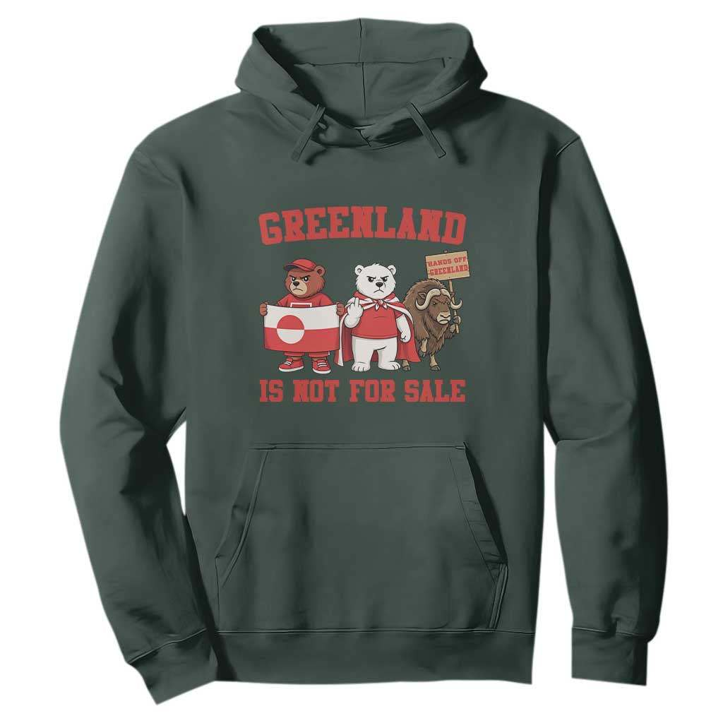 Greenland Is Not For Sale Hoodie Greenland Lover Support TS12 Dark Forest Green Print Your Wear