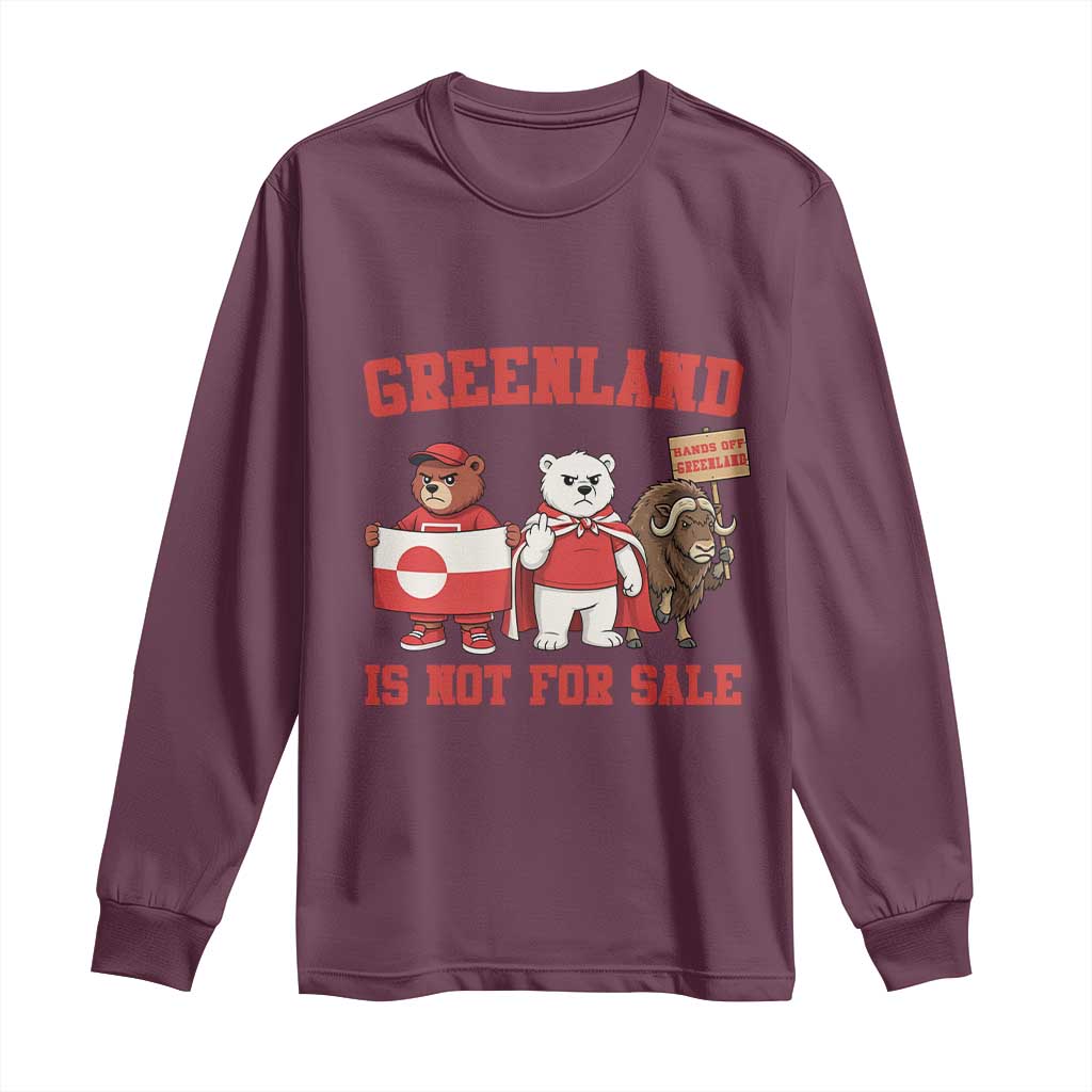 Greenland Is Not For Sale Long Sleeve Shirt Greenland Lover Support TS12 Maroon Print Your Wear