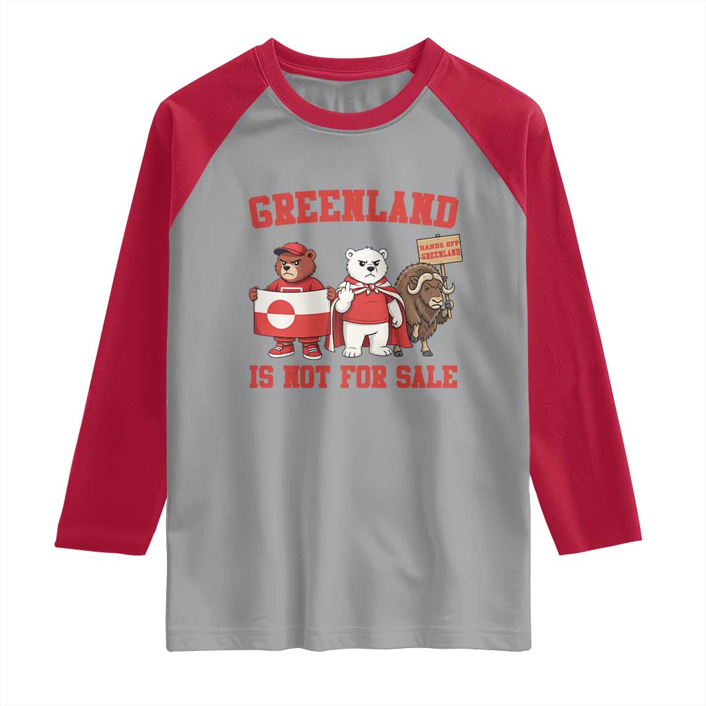 Greenland Is Not For Sale Raglan Shirt Greenland Lover Support TS12 Sport Gray Red Print Your Wear