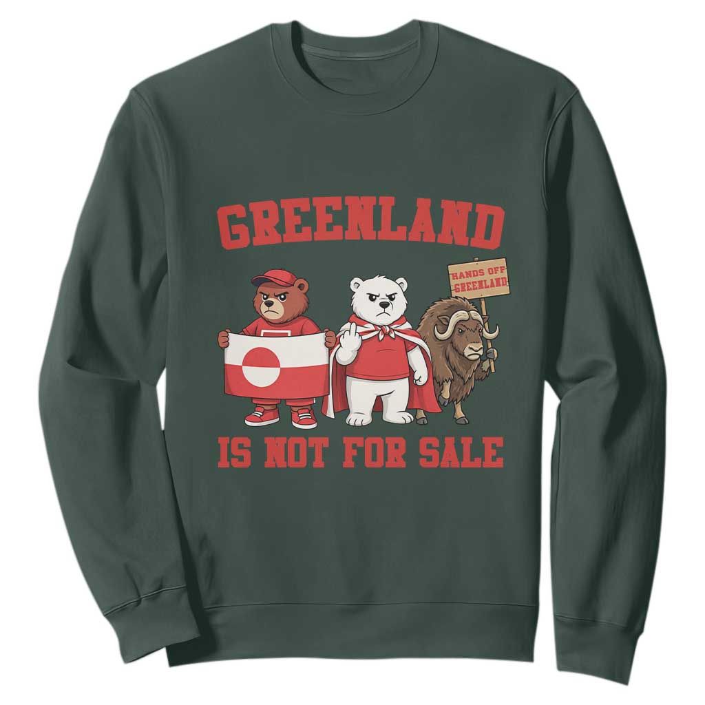 Greenland Is Not For Sale Sweatshirt Greenland Lover Support TS12 Dark Forest Green Print Your Wear