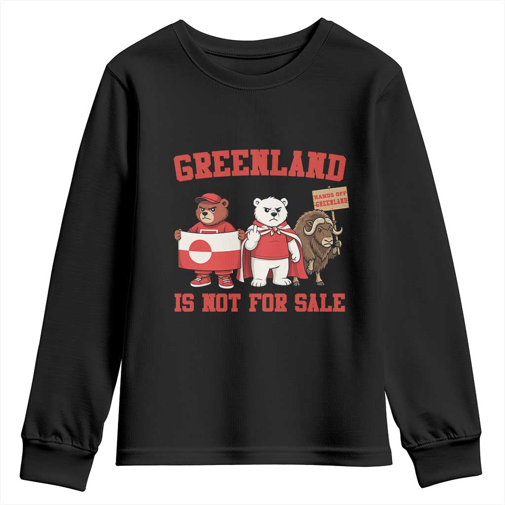 Greenland Is Not For Sale Youth Sweatshirt Greenland Lover Support TS12 Black Print Your Wear