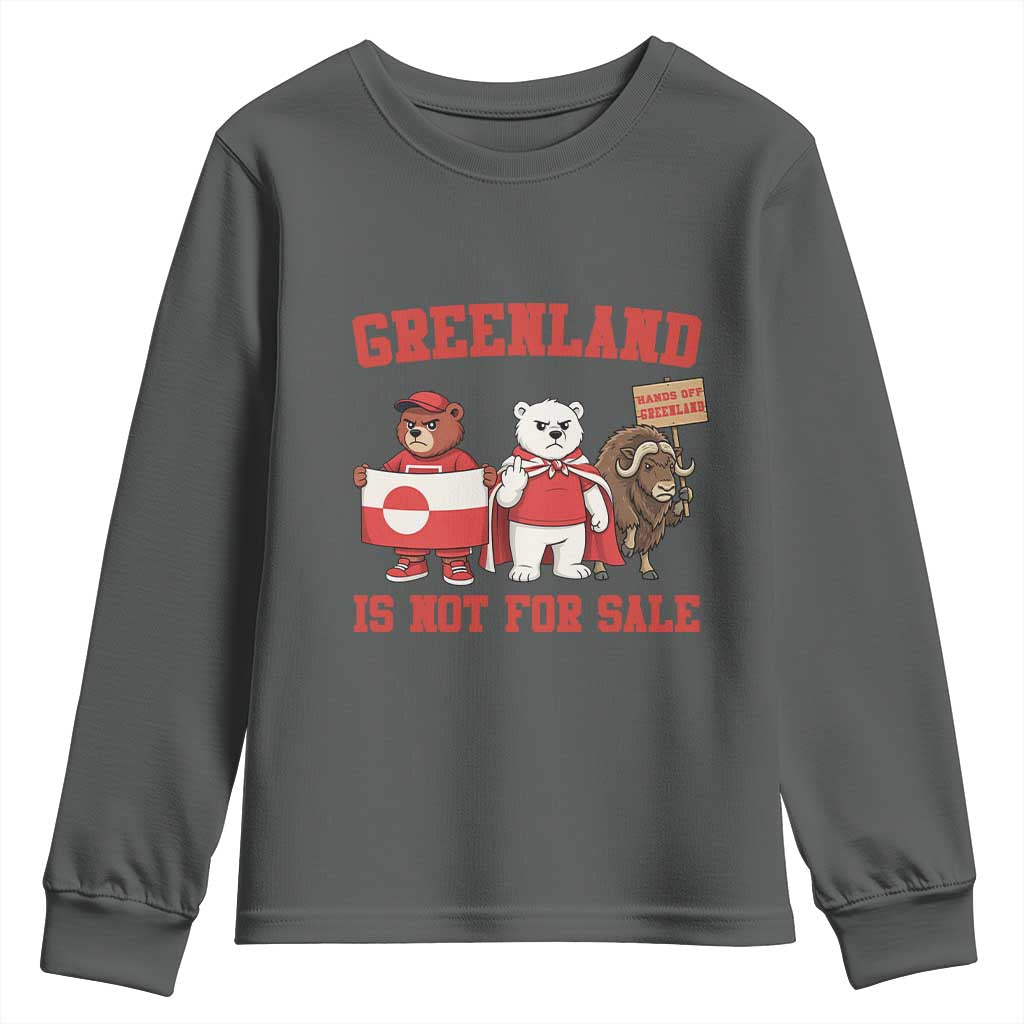 Greenland Is Not For Sale Youth Sweatshirt Greenland Lover Support TS12 Dark Heather Print Your Wear